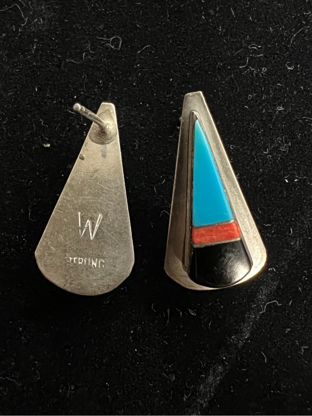 Sterling silver vintage native post back earrings